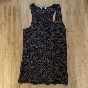 BKE brown lace tank top